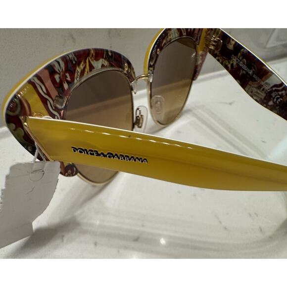 Dolce & Gabbana DG4277 Sicilian Cat Eye Sunglasses in Yellow Acetate No Case NWT - Picture 6 of 8
